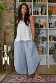 Arbi Gingham Shirring Bandeau Jumpsuit Denim